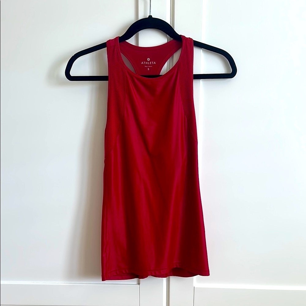 Athleta Red Fitted Sleeveless Tank Top
